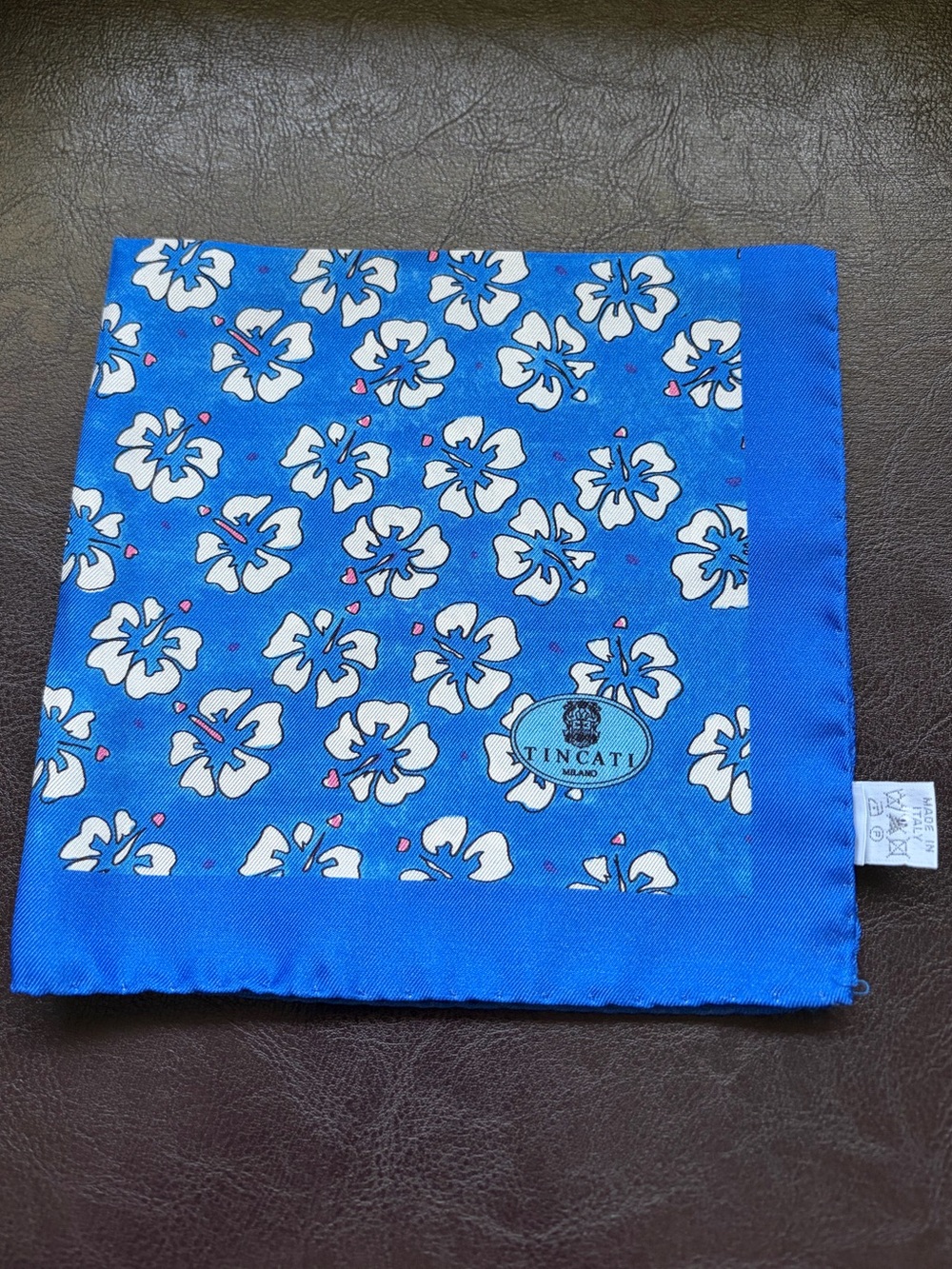 Tincati Milano Blue Hawaiian Floral Pocket Square